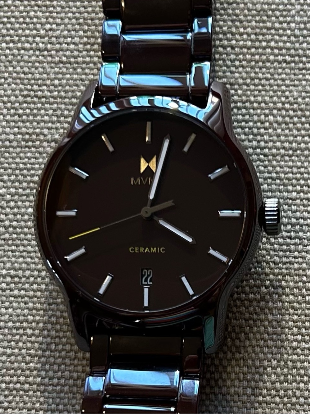 MVMT Classic II Burgundy Red Ceramic Watch With 44mm Face & Ceramic Bracelet